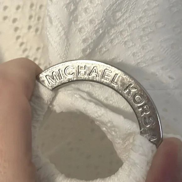 MICHAEL Michael Kors Flutter White Eyelet Wrap Mini Dress Women’s L Large - Picture 7 of 9